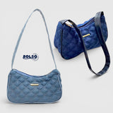 BOLSO Denim Diamond Quilt Shoulder Bag