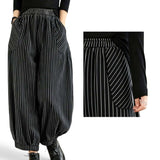 BLK Stripes Loose Harem Elastic Waist Pants