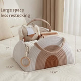BOLSO Boho Rainbow Cotton Rope Open Tote Caddy Bag