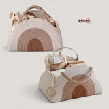 BOLSO Boho Rainbow Cotton Rope Open Tote Caddy Bag