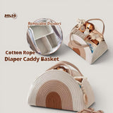 BOLSO Boho Rainbow Cotton Rope Open Tote Caddy Bag