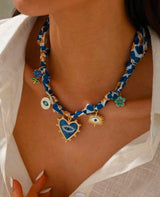 BLING Charms Boho Evil Eye Pendant Scarf Necklace