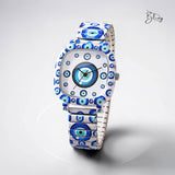 BLING Time Evil Eye Rainbow Elastic Band Watch