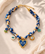 BLING Charms Boho Evil Eye Pendant Scarf Necklace