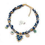 BLING Charms Boho Evil Eye Pendant Scarf Necklace