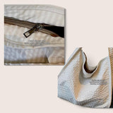 BOLSO Grid Plaid Canvas Vintage Large Open Tote Bag