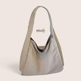 BOLSO Grid Plaid Canvas Vintage Large Open Tote Bag