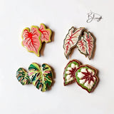 BLING 4pcs Monstera Brooch Colored Oil Drip Brooch