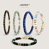 ANCHOR Square Natural Stone Beads Wealth Love Peace Unisex Charm Bracelet
