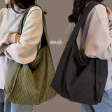 BOLSO Grid Plaid Canvas Vintage Large Open Tote Bag