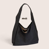 BOLSO Grid Plaid Canvas Vintage Large Open Tote Bag