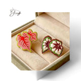 BLING 4pcs Monstera Brooch Colored Oil Drip Brooch