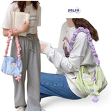 BOLSO Corduroy Scrunchie Strap Macaron Shoulder Bag