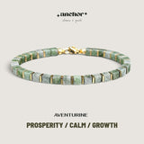 ANCHOR Square Natural Stone Beads Wealth Love Peace Unisex Charm Bracelet
