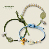 ANCHOR Double Jade Ring Eastern Adjustable Charm Bracelet