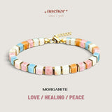 ANCHOR Square Natural Stone Beads Wealth Love Peace Unisex Charm Bracelet