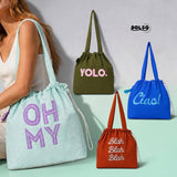 BOLSO Statement Casual Daily Textured Packable Tote Bag