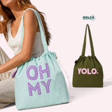 BOLSO Statement Casual Daily Textured Packable Tote Bag