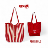 BOLSO Reversible Striped Canvas Tote Bag – Everyday Carryall in Bold Colors