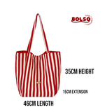 BOLSO Reversible Striped Canvas Tote Bag – Everyday Carryall in Bold Colors