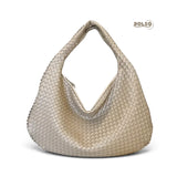 PREORDER BOLSO Woven Faux Leather Large Hobo Bag Zipper Closure