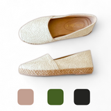 AZELEA Lace Texture Leather Abaca Espadrilles
