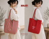 BOLSO Reversible Striped Canvas Open Tote Bag – Everyday Carryall in Bold Colors