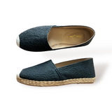 AZELEA Lace Texture Leather Abaca Espadrilles