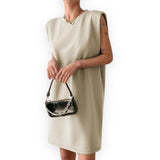 BLK Solid Knit Shoulder Pad Short Dress
