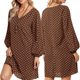 SUNDAY Lantern Sleeve Boho Polka Dress